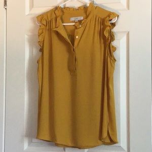 💕Sleeveless frill collar mustard blouse